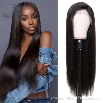 Long Hair Glueless Lace Wigs,Cheap 100% Malaysian straight wave Human Hair Wig Pre Plucked Transparent Swiss Lace Front Wig